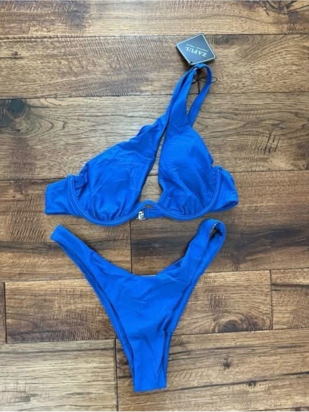 Blue Women's Two-Piece Bikini Swim Set - V-Front Bottom